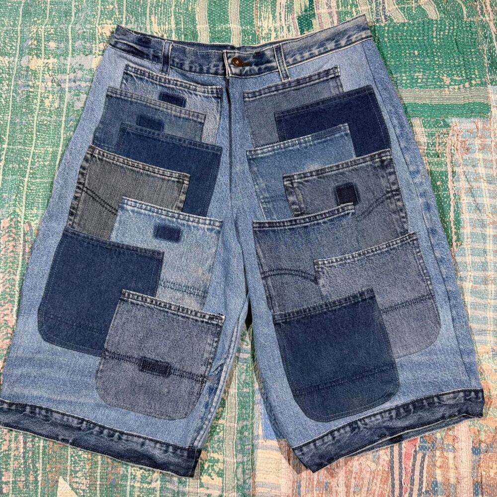 Custom patchwork baggy jorts Size 34